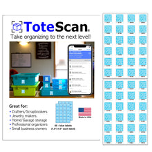 Load image into Gallery viewer, ToteScan® Intelligent QR Labels for organizing & Storage (48 labels, 1.5"x1.5) (black&white or multicolor/color options)