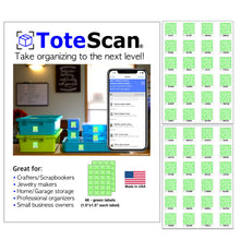 Load image into Gallery viewer, ToteScan® Intelligent QR Labels for organizing & Storage (48 labels, 1.5"x1.5) (black&white or multicolor/color options)