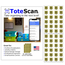 Load image into Gallery viewer, ToteScan® Intelligent QR Labels for organizing & Storage (48 labels, 1.5"x1.5) (black&white or multicolor/color options)
