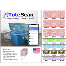 Load image into Gallery viewer, ToteScan® Intelligent QR Labels for organizing & Storage (45 Labels, 2.5"x3")