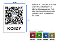 Load image into Gallery viewer, Downloadable ToteScan® labels - Single sheet labels for thermal/label printers (various sizes/colors)