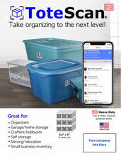 Load image into Gallery viewer, ToteScan® Heavy Duty( premium water and tear resistant labels) co-branded pack (contains 5 sheets of 9 ToteScan labels each sheet per pack)