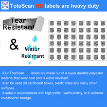 Load image into Gallery viewer, ToteScan HD (Heavy Duty) Intelligent QR Labels for Organization/Moving/Storage (48 Unique Labels, 1.5"x1.5")