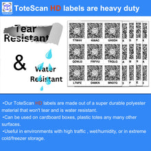 Load image into Gallery viewer, ToteScan HD (Heavy Duty) Intelligent QR Labels for Organization/Moving/Storage (45 Unique Labels, 2.5"x3")