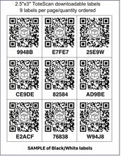 Load image into Gallery viewer, Downloadable ToteScan® labels - Large (2.5"x3" labels, 9 labels per page/quantity)