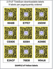 Load image into Gallery viewer, Downloadable ToteScan® labels - Large (2.5"x3" labels, 9 labels per page/quantity)