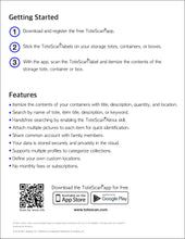 Load image into Gallery viewer, ToteScan® Intelligent QR Labels for organizing & Storage (48 labels, 1.5"x1.5) (black&white or multicolor/color options)