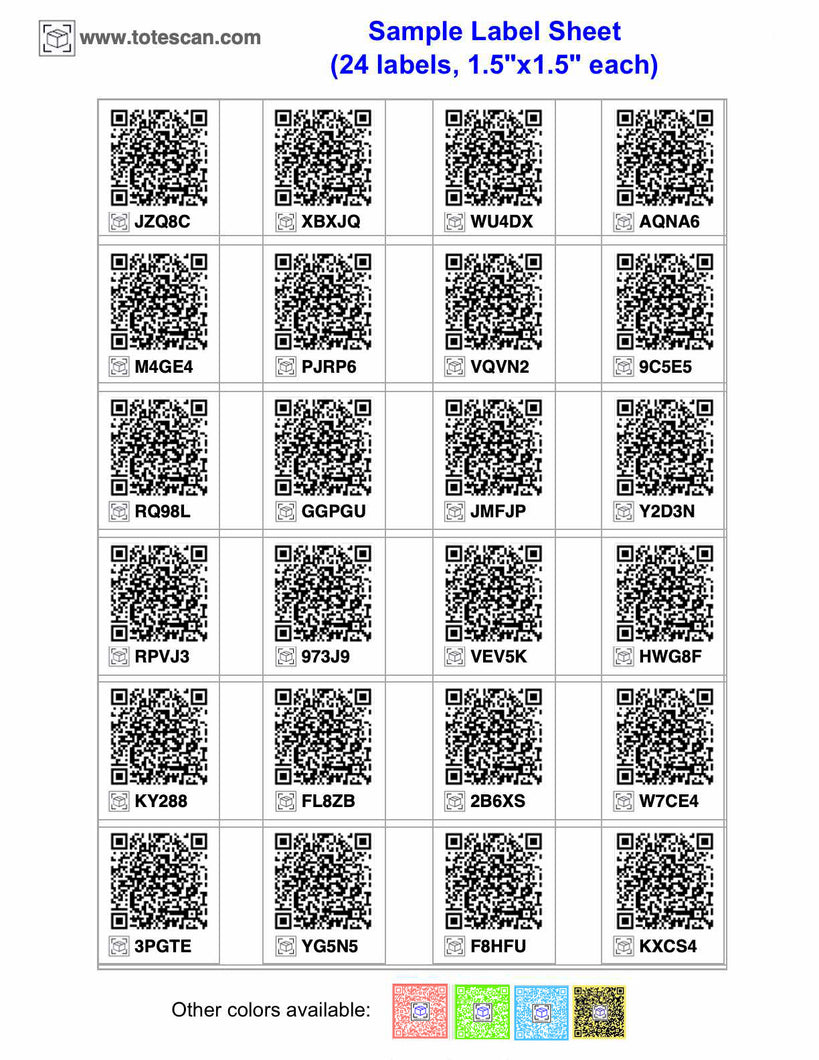 Miniscan Labels ToteScan labels (digital downloads)
