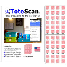 Load image into Gallery viewer, ToteScan® Intelligent QR Labels for organizing &amp; Storage (48 labels, 1.5&quot;x1.5) (black&amp;white or multicolor/color options)
