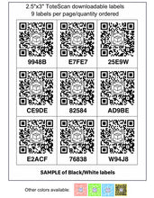Load image into Gallery viewer, Downloadable ToteScan® labels - Large (2.5&quot;x3&quot; labels, 9 labels per page/quantity)
