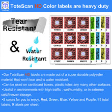 Load image into Gallery viewer, ToteScan HD Color (Heavy Duty) Intelligent QR Labels for Organization/Moving/Storage (45 Unique Labels, 2.5&quot;x3&quot;)
