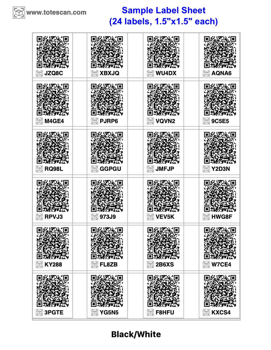 Downloadable ToteScan® labels - Small (1.5