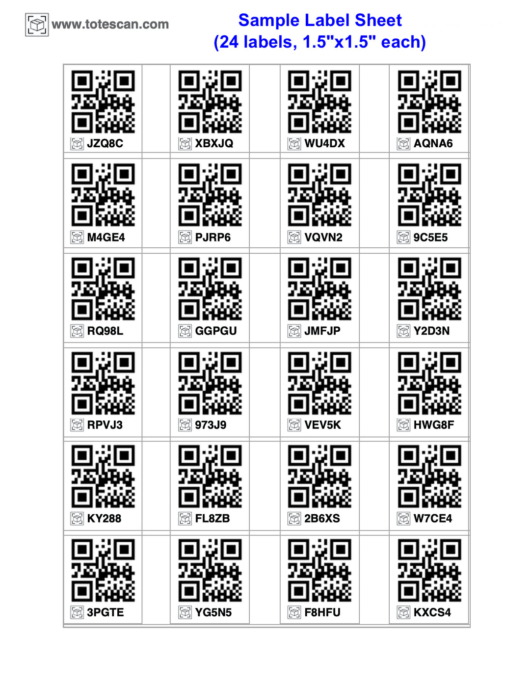 ToteScan® Intelligent QR Labels for organizing & Storage (48 labels, 1