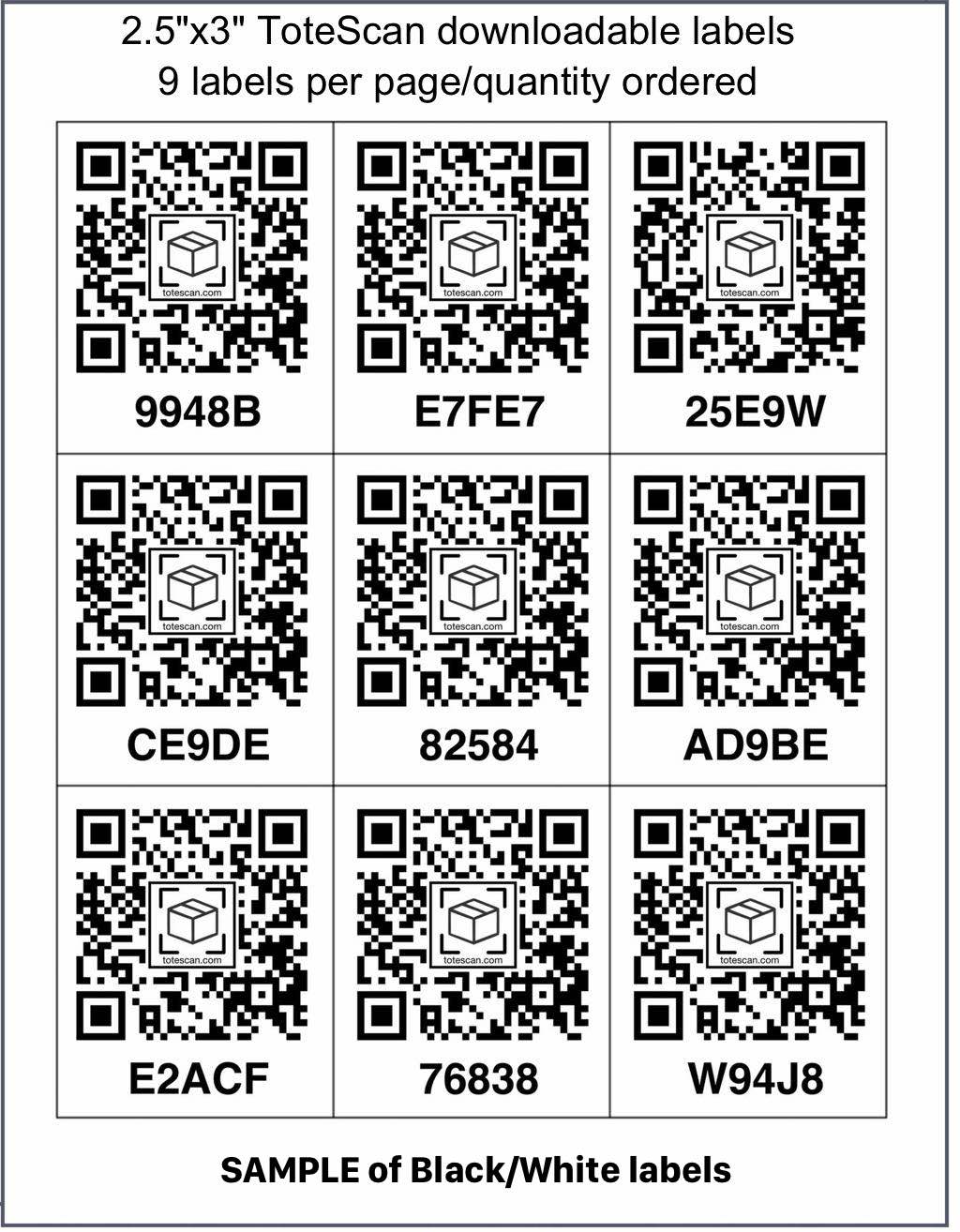 Downloadable ToteScan® labels - Large (2.5