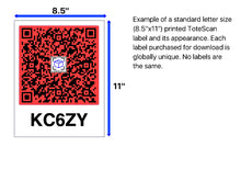 Load image into Gallery viewer, Downloadable ToteScan® labels - Extra Extra Large (8.5&quot;x11&quot; label)
