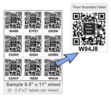 Load image into Gallery viewer, ToteScan® Heavy Duty( premium water and tear resistant labels) co-branded  pack (contains 5 sheets of 9 ToteScan labels each sheet per pack)
